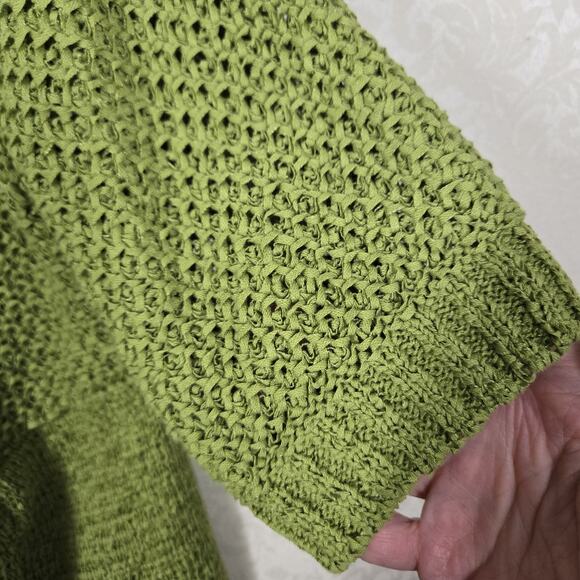 VTG Carole Little Cardigan Sweater sz XL* Green Half Sleeve 1 Button Front - Picture 7 of 14